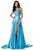 Sherri Hill - 51636 Plunging V-Neck Notched A Line Dress In Blue