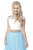 Sherri Hill - 51655 Two Piece Off-shoulder Tulle A-line Dress In White and Blue