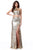 Sherri Hill - 51662 Two Piece Beaded Halter High Slit Dress In Gold