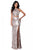 Sherri Hill - 51662 Two Piece Beaded Halter High Slit Dress In Pink and Gold