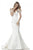 Sherri Hill - 51669 Beaded Deep V-Neck Satin Mermaid Dress In White
