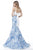 Sherri Hill - 51681 Two Piece Sweetheart Printed Mermaid Dress In White and Blue