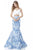 Sherri Hill - 51681 Two Piece Sweetheart Printed Mermaid Dress In White and Blue