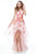 Sherri Hill - 51684 Square Neck Floral Organza High Low A-Line Dress In Pink and Print