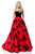 Sherri Hill - 51685 Strapless Velvet Floral Detailed Ballgown In Black and Red