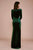 Tadashi Shoji - Wide V Neck Long Sleeve Velvet Evening Dress In Green