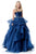 Sherri Hill - 51701 Strapless Bodice Tiered Organza Ballgown In Blue