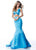 Sherri Hill - 51712 Knotted Crop Top Two-Piece Satin Mermaid Gown In Blue