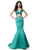 Sherri Hill - 51712 Knotted Crop Top Two-Piece Satin Mermaid Gown In Green