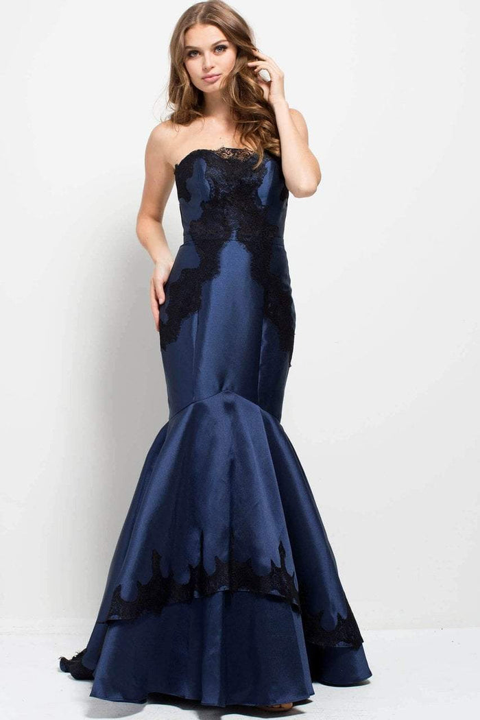 51728 Strapless Lace Embellished Mermaid Gown