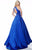 Sherri Hill - 51731 Beaded Halter Satin Ballgown In Blue