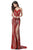 Sherri Hill - 51743 Beaded V-Neck Evening Dress With Slit In Red