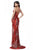 Sherri Hill - 51743 Beaded V-Neck Evening Dress With Slit In Red
