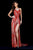 Sherri Hill - 51743 Beaded V-Neck Evening Dress With Slit In Red