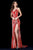 Sherri Hill - 51743 Beaded V-Neck Evening Dress With Slit In Red