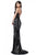 Sherri Hill - 51743 Beaded V-Neck Evening Dress With Slit In Black