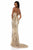 Sherri Hill - 51743 Beaded V-Neck Evening Dress With Slit In Gold