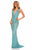 Sherri Hill - 51745 Beaded Deep V-neck Sheath Dress In Blue and Silver