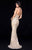 Sherri Hill - 51749 Beaded Deep Halter V-neck Trumpet Dress In Neutral and Silver