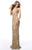 Sherri Hill - 51749 Beaded Deep Halter V-neck Trumpet Dress In Gold
