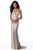 Sherri Hill - 51752 Beaded Plunging Halter V-Neck Dress In Gold
