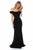 Sherri Hill - 51774 Floral Lace Off-Shoulder Jersey Dress In Black