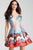 51793 Sleeveless V Neck Multi-Colored Cocktail Dress