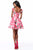 Sherri Hill - 51793 Short Wide V-Neck Floral Print A-Line Dress In Pink and Print