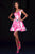 Sherri Hill - 51793 Short Wide V-Neck Floral Print A-Line Dress In Pink and Print
