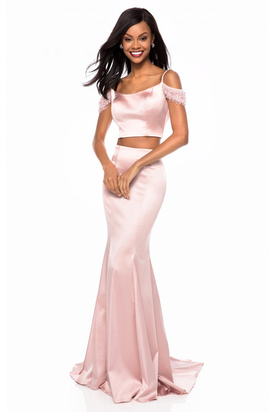 Sherri Hill - 51797 Two Piece Off-Shoulder Mermaid Gown In Pink