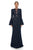 Tadashi Shoji - Floral Lace Long Sleeves Sheath Dress In Blue and Neutral