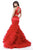 Sherri Hill - 51801 Two Piece Fitted Ruffled Tulle Mermaid Dress In Red