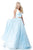 Sherri Hill - 51804 Striped Two-Piece Plunging Halter Ballgown In Blue