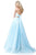 Sherri Hill - 51804 Striped Two-Piece Plunging Halter Ballgown In Blue