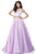 Sherri Hill - 51804 Striped Two-Piece Plunging Halter Ballgown In Purple