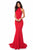 Sherri Hill - 51808 Jersey High Halter Mermaid Dress with Train In Red
