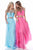 Sherri Hill - 51812 Strap-Detailed Two Piece Chiffon A Line Dress In Blue and Pink