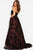 51815 Two Tone Velvet Embellished A-line Dress