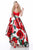 Sherri Hill - 51815 Plunging Off-Shoulder Floral Taffeta Ballgown In Red and Print