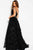 51817 Plunging Off-Shoulder Pleated Gown