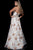 51818 Floral Print Brocade Semi-Sweetheart Ballgown
