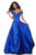 Sherri Hill - 51825 Off Shoulder Jewel-Spangled Satin Dress In Blue