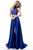Sherri Hill - 51843 Two Piece Lace Appliqued Gown with Slit In Blue