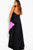 51846 Two Tone Velvet Halter Dress With High Low Overlay