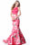 Sherri Hill - 51848 Two Piece Satin Floral Print Mermaid Dress In Pink and Print
