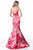 Sherri Hill - 51848 Two Piece Satin Floral Print Mermaid Dress In Pink and Print