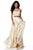 Sherri Hill - 51863 Two Piece Floral Applique Charmeuse A-line Dress In Yellow
