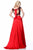 Sherri Hill - 51867 Two Piece Floral Applique A-Line Gown In Black and Red