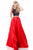 Sherri Hill - 51867 Two Piece Floral Applique A-Line Gown In Black and Red