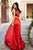 Sherri Hill - 51867 Two Piece Floral Applique A-Line Gown In Black and Red
